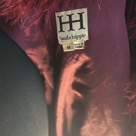 Haute Hippie Faux Fur Burgundy Size M - Picture 6 of 10